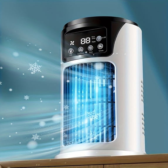 Cooliora Portable Air Conditioner, Humidifier & Fan with 6 Fan Speeds and Light - USB-Powered for Indoor/Outdoor Use, Compact Design for Office & Home, Sleek, Portable Humidifier