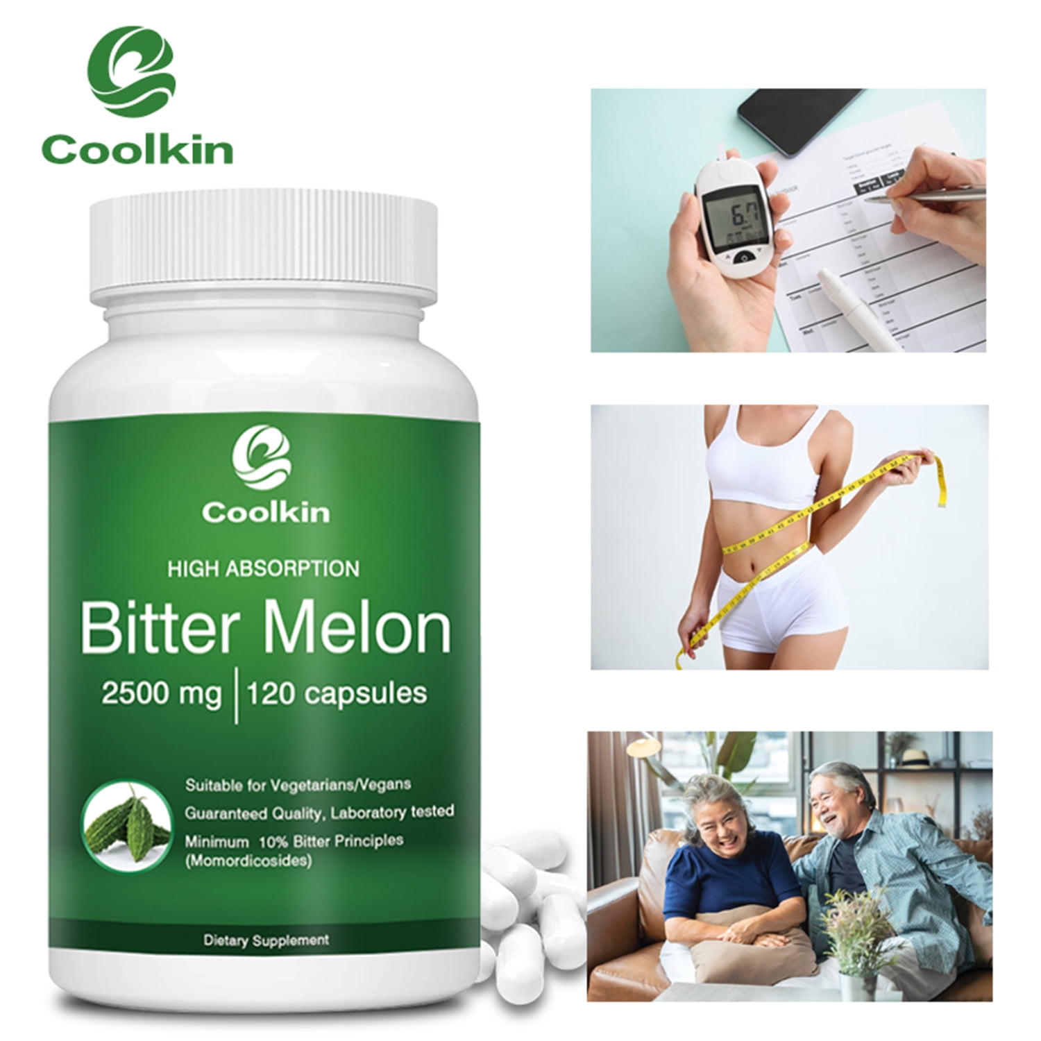 Coolkin Bitter Melon Capsules 2500mg - Blood Sugar Control and Balance ...