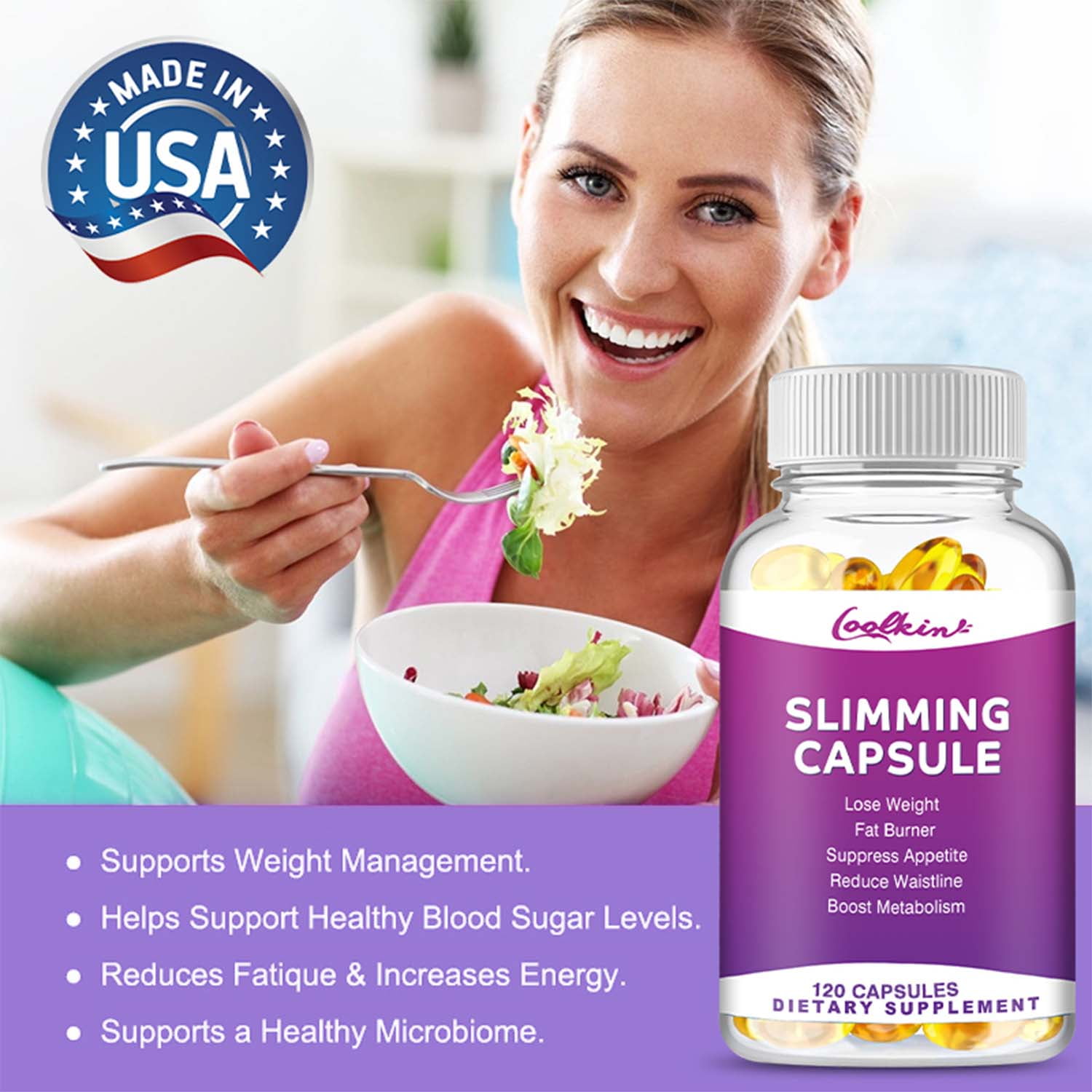 Coolkin Slimming Capsules Nighttime Fat Burning Supplement, Appetite