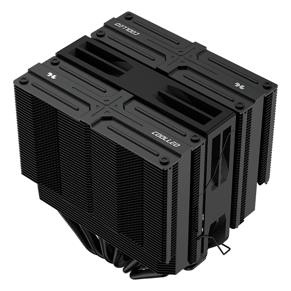 Coolleo FD135 Black 134MM Height Double Tower Heat pipe direct contact design process 6 Heat Pipe Radiator for computer case
