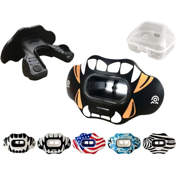 Coollo Protection Moldable Adults Sport Mouth Guard Lip Guard Convertible Strap, Golden White