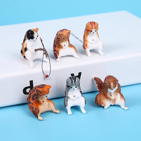 Coollooc 12PCS Mini Realistic Cat Figurines, Plastic Cat Figure, Mini Desk Figurines, Handcrafted Kittens for Your Workspace Cute Resin Dashboard Decoration(Cat)