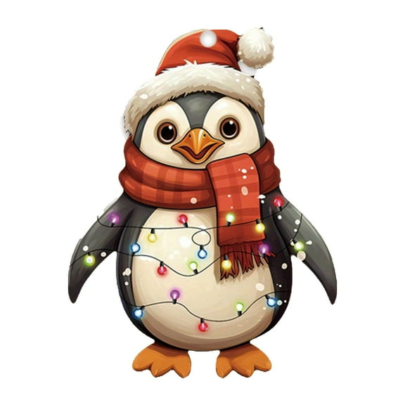 Coollooc 2 Side Printed Cute Penguin Wooden Christmas Ornaments, Keepsake for Women, Men and Friends, Penguin Christmas Tree Ornaments, Christmas Tree Hanging Decorations