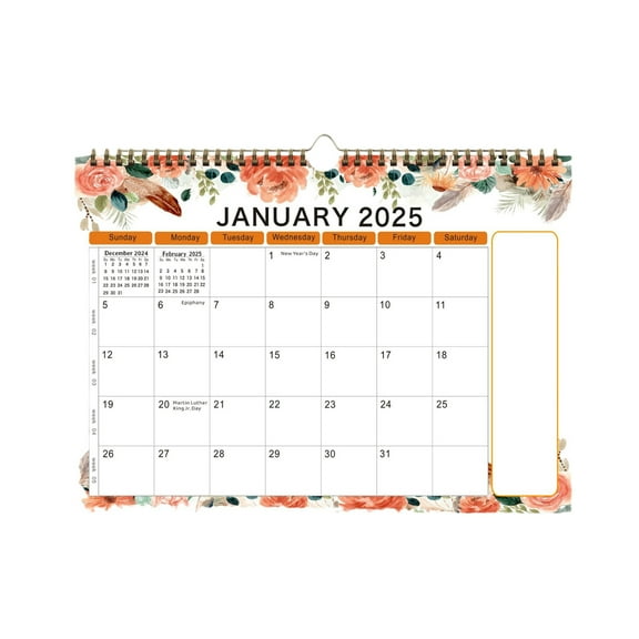 Coollooc 2025 Desk Calendar 18 Months, Runs from January 2025 to June 2026 12 x 9 Flower Desk/Wall Calendar Planner with Large, Ruled Blocks
