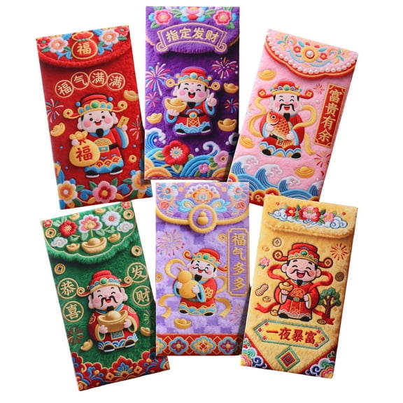 Coollooc 2026 Year of the Horse Red Envelopes, 6Pcs Chinese New Year Red Envelopes, Lunar New Year Envelopes Decorations Chinese New Year Gifts, New Years Eve Party Supplies(D Style)