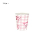 thumbnail image 1 of Coollooc 24Pcs Valentine's Day Themed Disposable Tableware Set, Pink Paper Cup Paper Plates and Paper Napkin Set With Bow Suitable for Valentines Day Party Supplies(D), 1 of 7