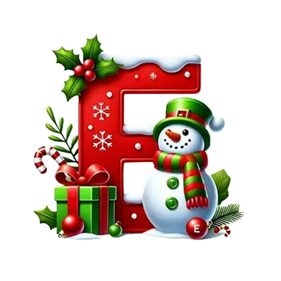 Coollooc 26 Alphabet Ornaments for Christmas Tree, Candy Cane Initial Letter Pendant with Berries Pattern, Mini Monogram Hanging Decorations for Party Gifts DIY Decor(E,B)