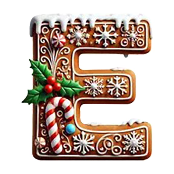 Coollooc 26 Alphabet Ornaments for Christmas Tree, Candy Cane Initial Letter Pendant with Berries Pattern, Mini Monogram Hanging Decorations for Party Gifts DIY Decor(E,A)