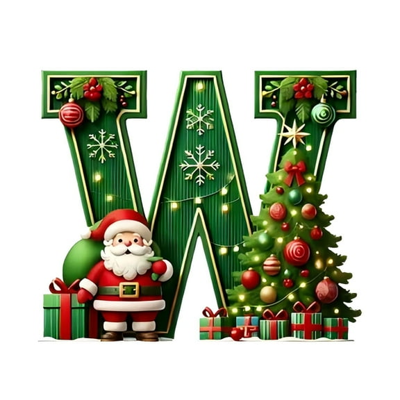 Coollooc 26 Letters Christmas Tree Decoration Pendant, Santa Claus Xmas Tree Christmas Tree Ornaments Personalized DIY Christmas Ornaments Christmas Decoration Xmas Tree Hanging Decor (Green)
