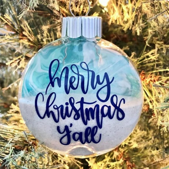 Coollooc 2D Beach Christmas Ornament, 1Pcs Blue Sea Theme Holiday Ball for Christmas Tree, Beach House Decor & Tropical Party, Nature Decorations for Holiday Decors & Seasonal(F,2D)