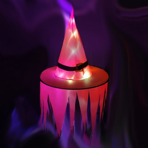 TUTUnaumb 2PCS Hanging Witch Hats with Lights Halloween Decorations, Outdoor Indoor Floating Witch Hat Waterproof Light Up Witches Hat for Porch Yard Patio Garden Tree Home Party Supplies(Red)