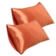 thumbnail image 1 of Coollooc 2PCS Satin Pillowcovers, Imitation Silk Pillowcase, Skin - Silky Smooth & Cooling, Breathable Pillow Covers with Envelope Closure, 20x30 Inches(Orange), 1 of 9