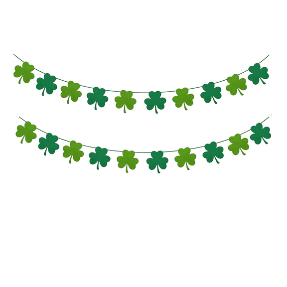 Coollooc 2Pcs St. Patrick Day Felt Shamrock Banner, St Patricks Day Decorations for Dark and Light Green Irish Party Supplies for Festive Celebrations