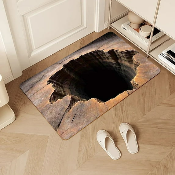 Coollooc 3D Optical Illusion Rug, Optical Illusion Mat - Vortex & Bottomless Hole Design Non-Slip Doormat | Indoor/Outdoor Use for Entrance, Living Room, Playroom & Office(B)