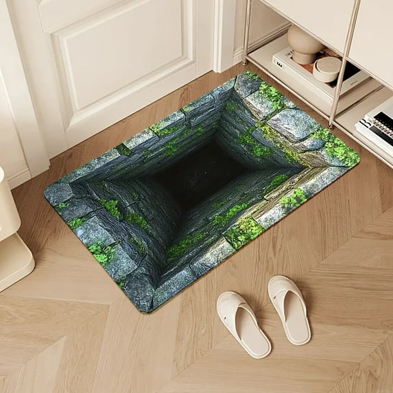 Coollooc 3D Optical Illusion Rug, Optical Illusion Mat - Vortex & Bottomless Hole Design Non-Slip Doormat | Indoor/Outdoor Use for Entrance, Living Room, Playroom & Office(F)