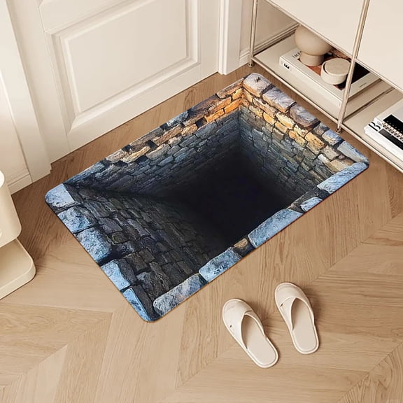 Coollooc 3D Optical Illusion Rug, Optical Illusion Mat - Vortex & Bottomless Hole Design Non-Slip Doormat | Indoor/Outdoor Use for Entrance, Living Room, Playroom & Office(I)