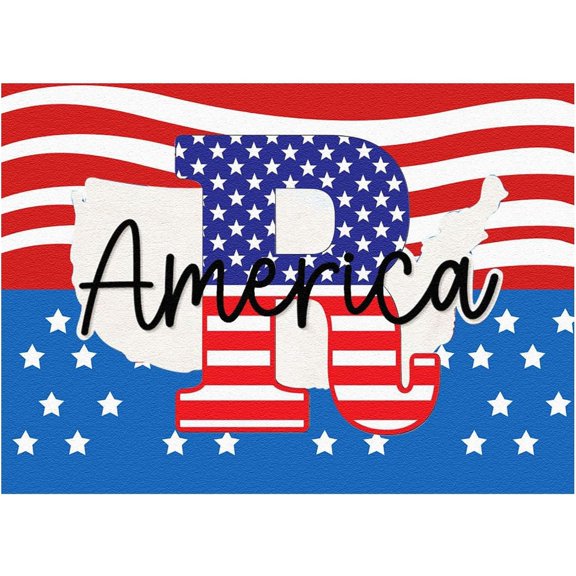 Coollooc 4th of July Door Mat,26 Letter Last Name Patriotic Doormat Entryway Rug Welcome Independence Day Doormat Stain and Fade Resistant Patriotic Decor Welcome Outdoor Mat Decorative