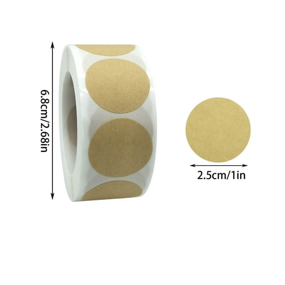 Coollooc 500Pcs/ 1 Roll Brown Kraft Handmade with Love Stickers Adhesive Round Label for Wedding Gifts Wrap, Cookies Packaging, Scrapbooking, Crafts, DIY Projects, Envelope Sealing (1" in Diameter)