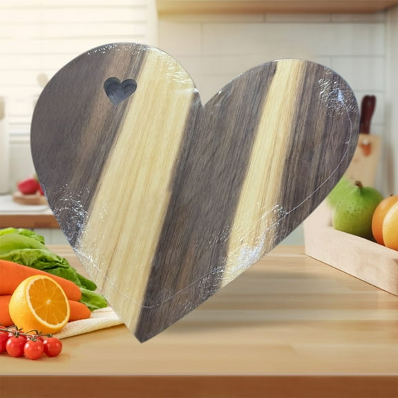 Coollooc 6.8 x 11.8 Inch Valentine's Day Heart Shaped Wood Cutting Board, Wooden Serving Platter Serving Charcuterie Board for Meat Cheese and Vegetables for Women Lover