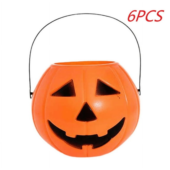 Coollooc 6Pcs Halloween Pumpkin Candy Bucket, Halloween Pumpkin Candy Holder Pumpkin Bucket Trick or Treat Candy Holder for Halloween Party Favor Supplies Pumpkin Buckets(M)