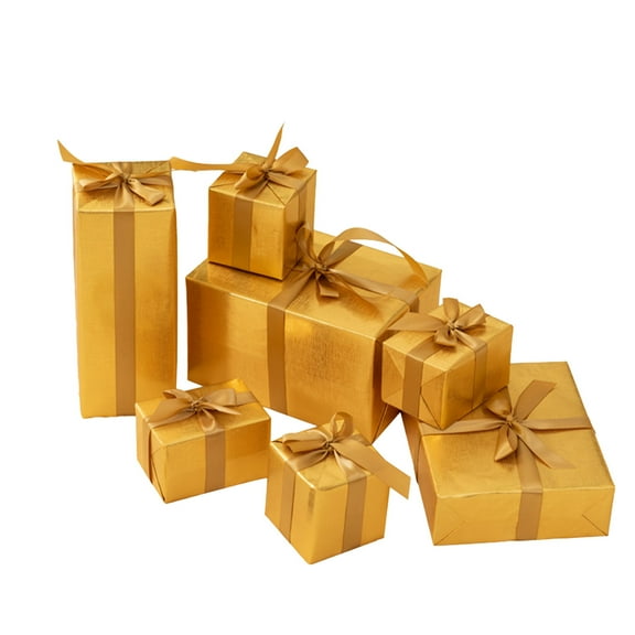 Coollooc 7 Pcs Christmas Nested Gift Boxes with Lids Assorted Sizes Gift Boxes for Presents Gift Box with Ribbon for Birthdays, Weddings, Housewarmings, Anniversaries, Valentines(5 Size)