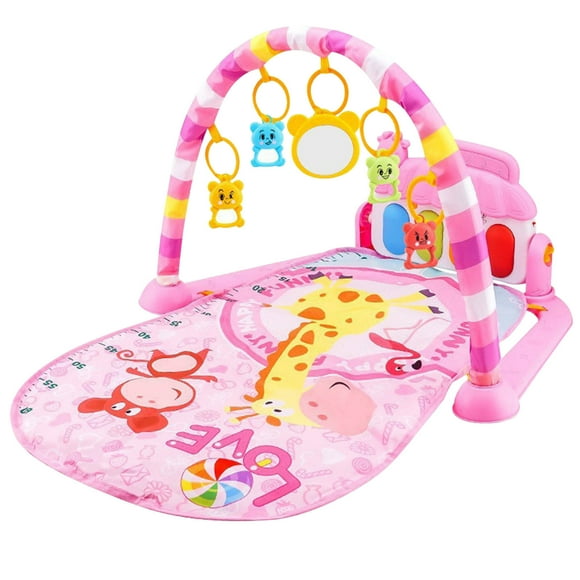 Coollooc Baby Gym Play Mat, Kick and Play Piano Mat for Infants, Tummy Time Mat Activity Center with Music, Baby Play Mat Gifts for Newborn Toys 3-6-9 Months Boys Girls