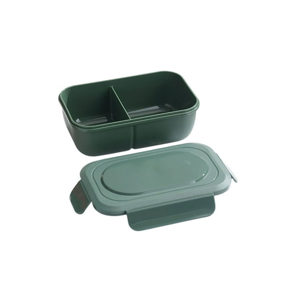 Coollooc Bento Box With Spoon & Fork, Wheat Straw Lunch Container for Office & Travel, BPA-Free Lunch Box, Lightweight and Easy Open On-the-Go Food Container(B,Green)