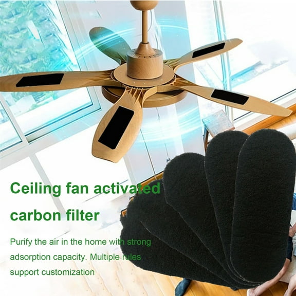 Coollooc Ceiling Fan Filters for Blades, Activated Coconut Shell Carbon Air Filters, Charcoal Vent Filter for Home, Cleaner Air, Dust Control