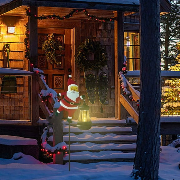 Coollooc Christmas Santa Solar Kettle Lights, Outdoor Waterproof Garden Lawn Decorative Lights, Solar LED Santa Claus Ornament with Iron Stake, Festive Holiday Yard Decoration(A)