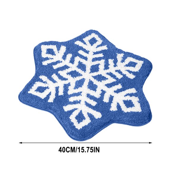 Coollooc Christmas Snowflake Bathroom Rug, Christmas Decorations, Snow Shaped Mat, Living, Bedroom, Kitchen, Children's Room, Porch Mat, Accent Area Rugs 39.4x39.4 Inches