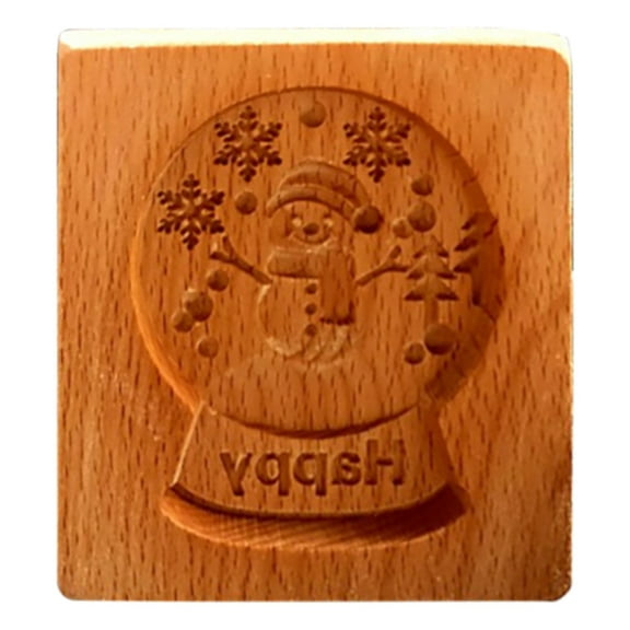 Coollooc Christmas Wooden Cookie Molds, Christmas Carved Cookie Stamp, 3D Embossing Hand Presses Gingerbread Stamp, Personalized Wooden Biscuit Mold, DIY Kitchen Baking Tool