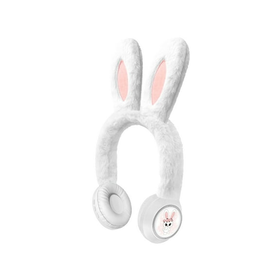 Coollooc Compositional Animation Rabbit Ear Head Decoration Bluetooth Earphones Gift Wireless Children for Festivals, Pink, White