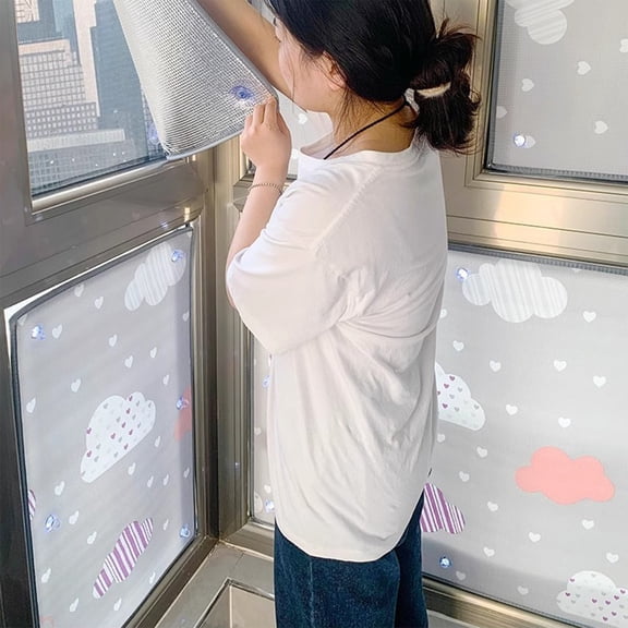 Coollooc Cooling Privacy Window Film, Anti UV Protection, Total Blackout, Sun Roof Insulation, Aluminum Foil Visor, Easy to Disassemble/Reusable, for Home, 39.37x11.81in
