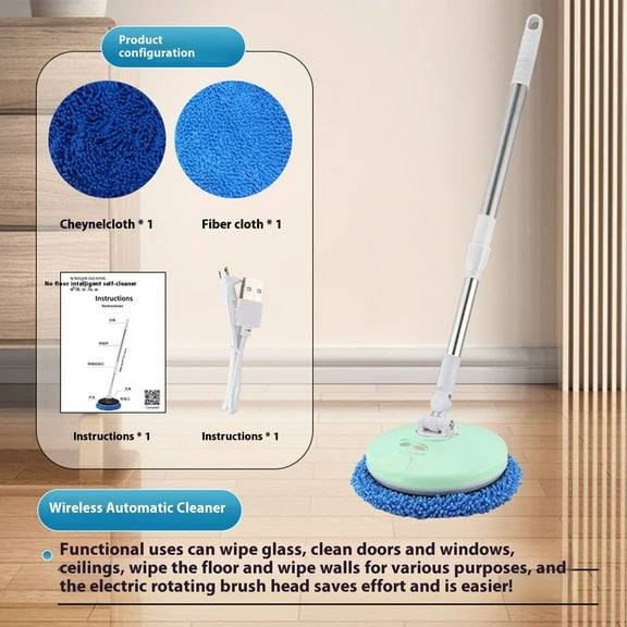 Coollooc Cordless Electric Mop, Floor Cleaner , Up to 90 mins Battery for Multi-Surface, Self-Propelled