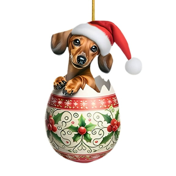 Coollooc Dachshund Christmas Ornament, Funny Dog Christmas Tree Ornament, Dachshund Christmas Decorations, Dog Lovers Gift Idea Xmas Decor for Christmas Tree Car Backpacks