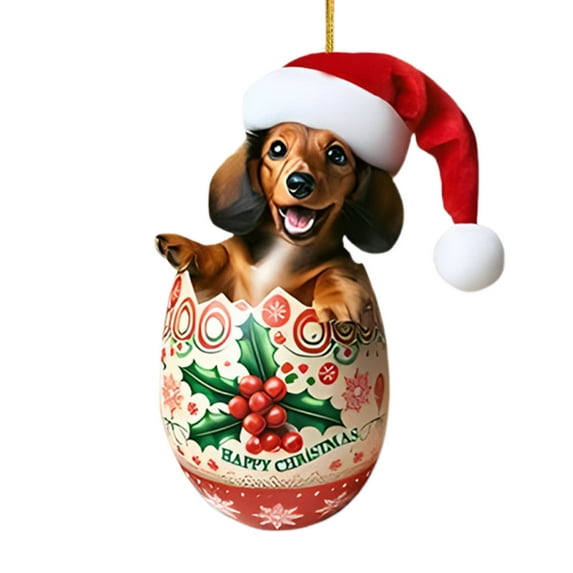 Coollooc Dachshund Christmas Ornament, Funny Dog Christmas Tree Ornament, Dachshund Christmas Decorations, Dog Lovers Gift Idea Xmas Decor for Christmas Tree Car Backpacks