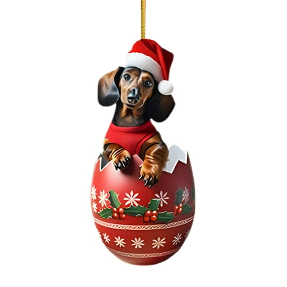 Coollooc Dachshund Christmas Ornament, Funny Dog Christmas Tree Ornament, Dachshund Christmas Decorations, Dog Lovers Gift Idea Xmas Decor for Christmas Tree Car Backpacks