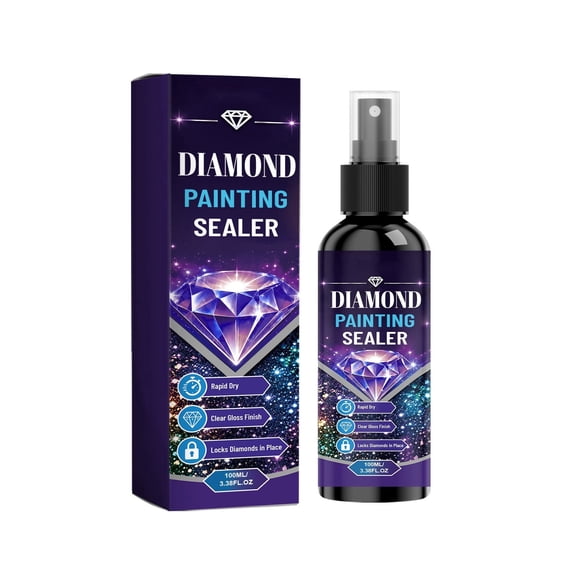 Coollooc Diamond Art Sealer, 100ml Crystal Painting Sealer Spray, Quick Dry Diamond Art Sealer with Clear Finish, Craft for Paintings Puzzles DIY Projects Portable Bottle