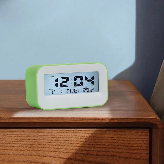 Coollooc Digital Clock Battery Operated, Desk Clocks with Temperature and Date, Large Display Digital Calendar Alarm Clock for Elderly, Bedroom, Office