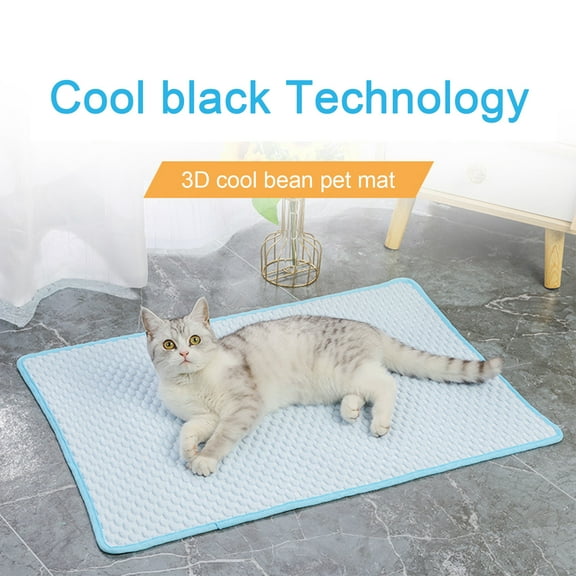 Coollooc Dog Cooling Mat, Instant Cooling Pet Bed for Dogs & Cats, Non-Toxic & Machine Washable, Anti-Slip Bottom, Silk Pet Cool Mat for Dogs, Cats, Use, Bed, Sofas and Kennels(Blue,M)