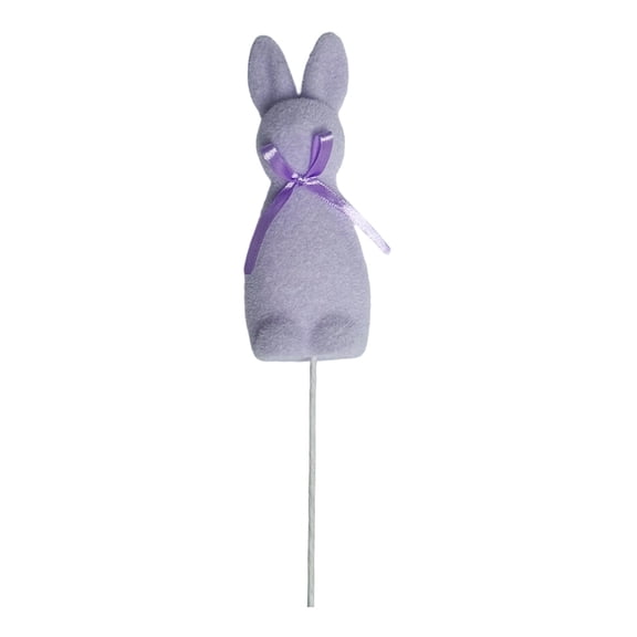 Coollooc Easter Flocked Bunny Picks, 8 Inch Tall Faux Foam Picks Decorative Pastel Speckled Stems for Spring Easter Basket Bouquets Floral Arrangement Centerpiece Wreath(Purple)
