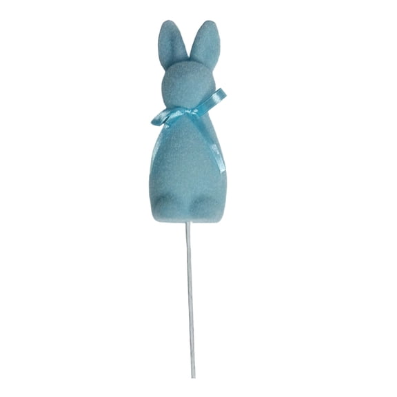 Coollooc Easter Flocked Bunny Picks, 8 Inch Tall Faux Foam Picks Decorative Pastel Speckled Stems for Spring Easter Basket Bouquets Floral Arrangement Centerpiece Wreath(Blue)