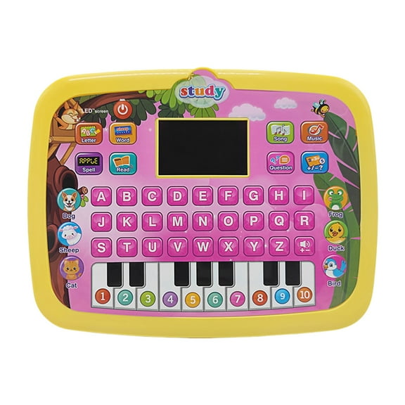 Coollooc Educational Tablet, Bilingual English/Spanish, Talking Tablet with Screen to Learn The Alphabet, Numbers and Animals, Piano and Interactive Quiz Modes