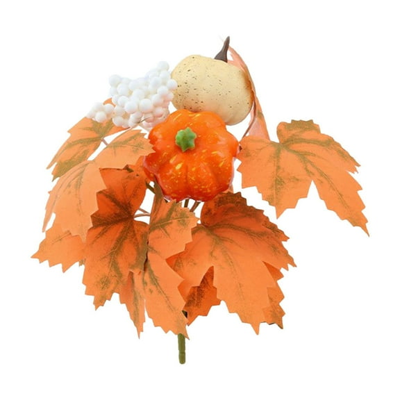 Coollooc Fall Flowers Artificial for Decoration Silk Flowers Bouquet Fake Gerbera with Pumpkin Maple Leaves Berries Autumn Faux Fall Floral Arrangements for Indoor Home Table Centerpieces Vase Decor