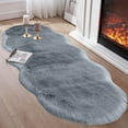 thumbnail image 1 of Coollooc Faux Fur Rug for Bedroom, 55 inch Fluffy Rug Soft Sheepskin Runner Rug Sofa Couch Seat Cushion, Plush Area Rug Shag Rugs Floor Carpets for Bedside, Cute Shaggy Fuzzy Home Decor(Dark Gray), 1 of 9