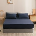 thumbnail image 1 of Coollooc Fitted Sheet for Double Bed Mattress Cover, 79.92x60.23x11.81inch Non-Slip Fixed Bed Cover, All-Inclusive Protection Bed Cover Soft Fiber Breathable Skin-friendly Easy Clean(Navy), 1 of 9