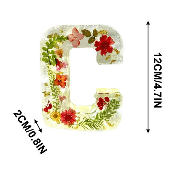 Coollooc Floral 26 Letters Resin Night Light, Dried Flower Letters Night Light, Pressed Flower Letters with LED Light for Mother Wife, Personalized Name Creative Letter Lamp Birthday Party Decor