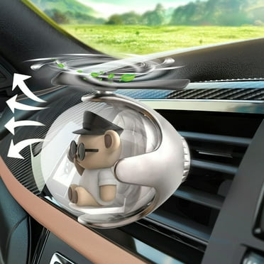 Coollooc Flying Ball Refillable Cartoon Light-up Car Air Freshener Clip, Cute Animal Car Air Fresheners, Auto Air Vent Clips, Pilot Rotating Car Diffuser Decorations(C)
