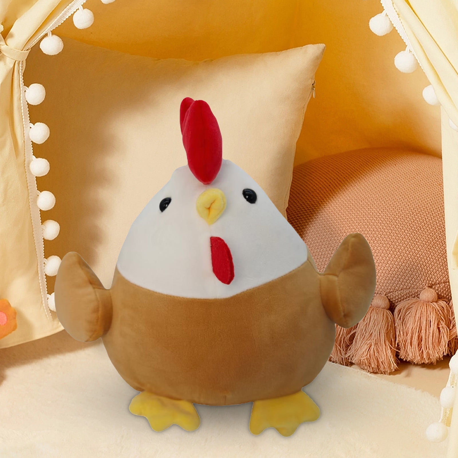 Coollooc Funny Fat Chicken Plush Pillow 17.7", Super Soft Simulation Mother Hen Doll, Cute Plush Chicken Pillow, Chicken Plush Neck Pillow,Yellow Chicken Stuffed Animal for Boys Girls Festival Gifts