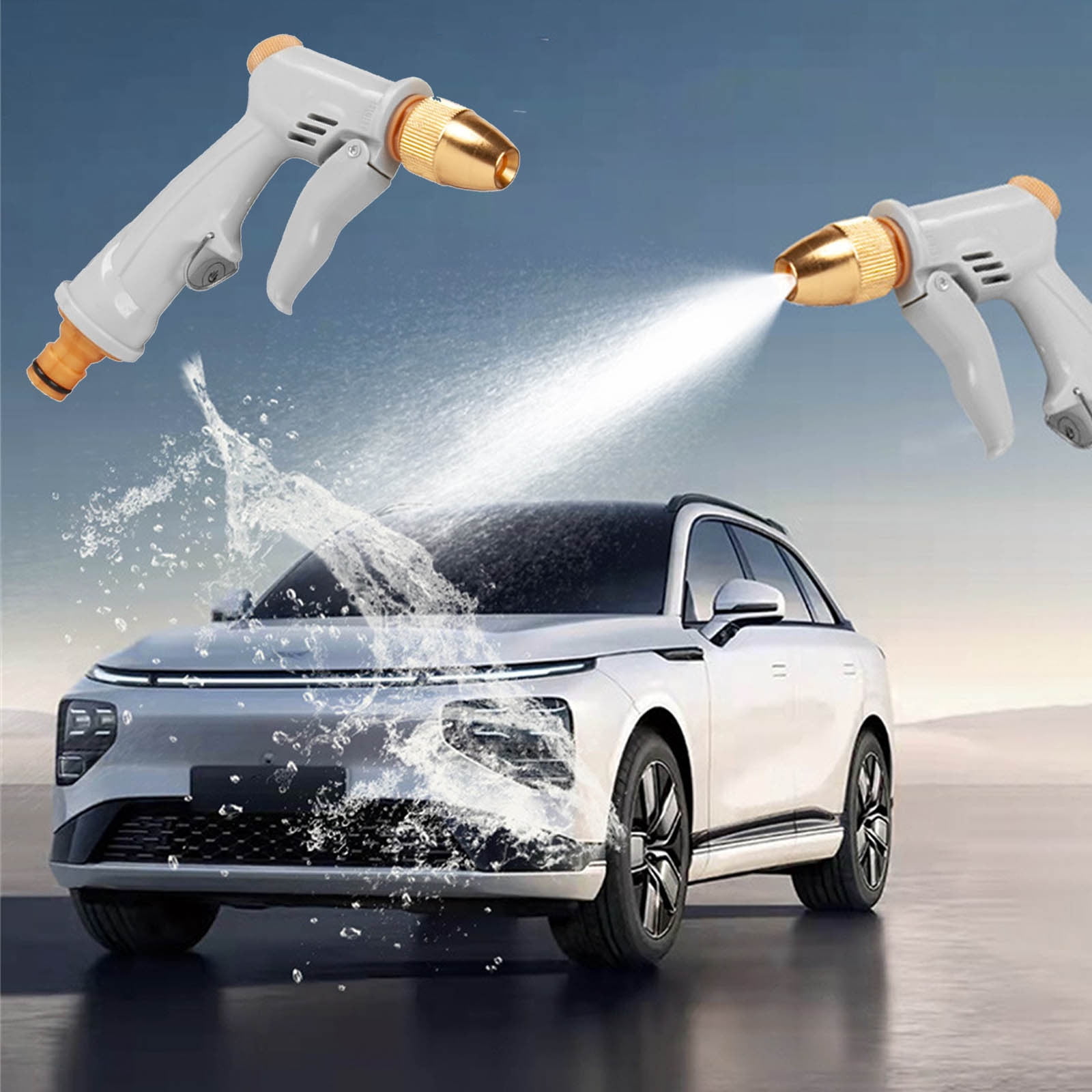 Coollooc Garden Hose Nozzle Sprayer，High Pressure Water Hose Nozzle Sprayer，fits 3/4” Garden Hose Thread, 360°Rotaing Adjustable Nozzle for Watering Plants & Lawns, Washing Cars